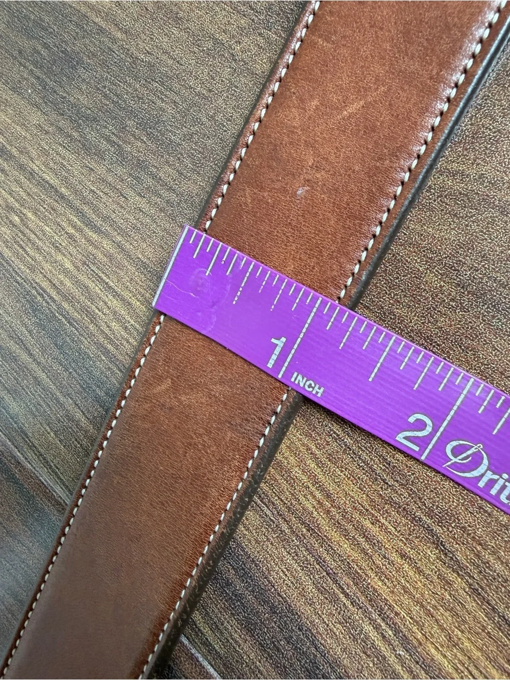 Tory English Bridle Leather Brown Belt Gold Brass Hardware Mens 52 USA Made